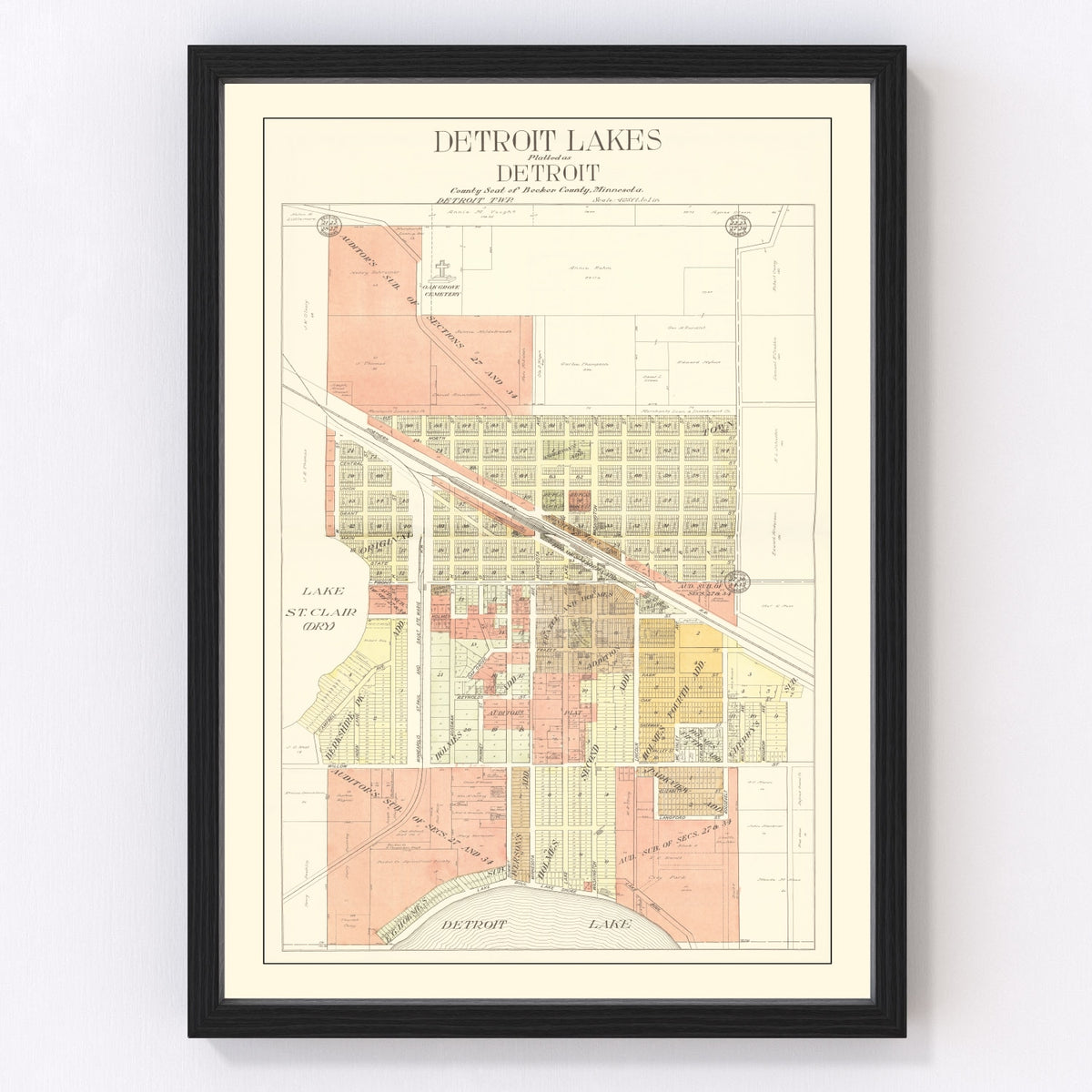 Detroit Lakes Vintage Map 1929