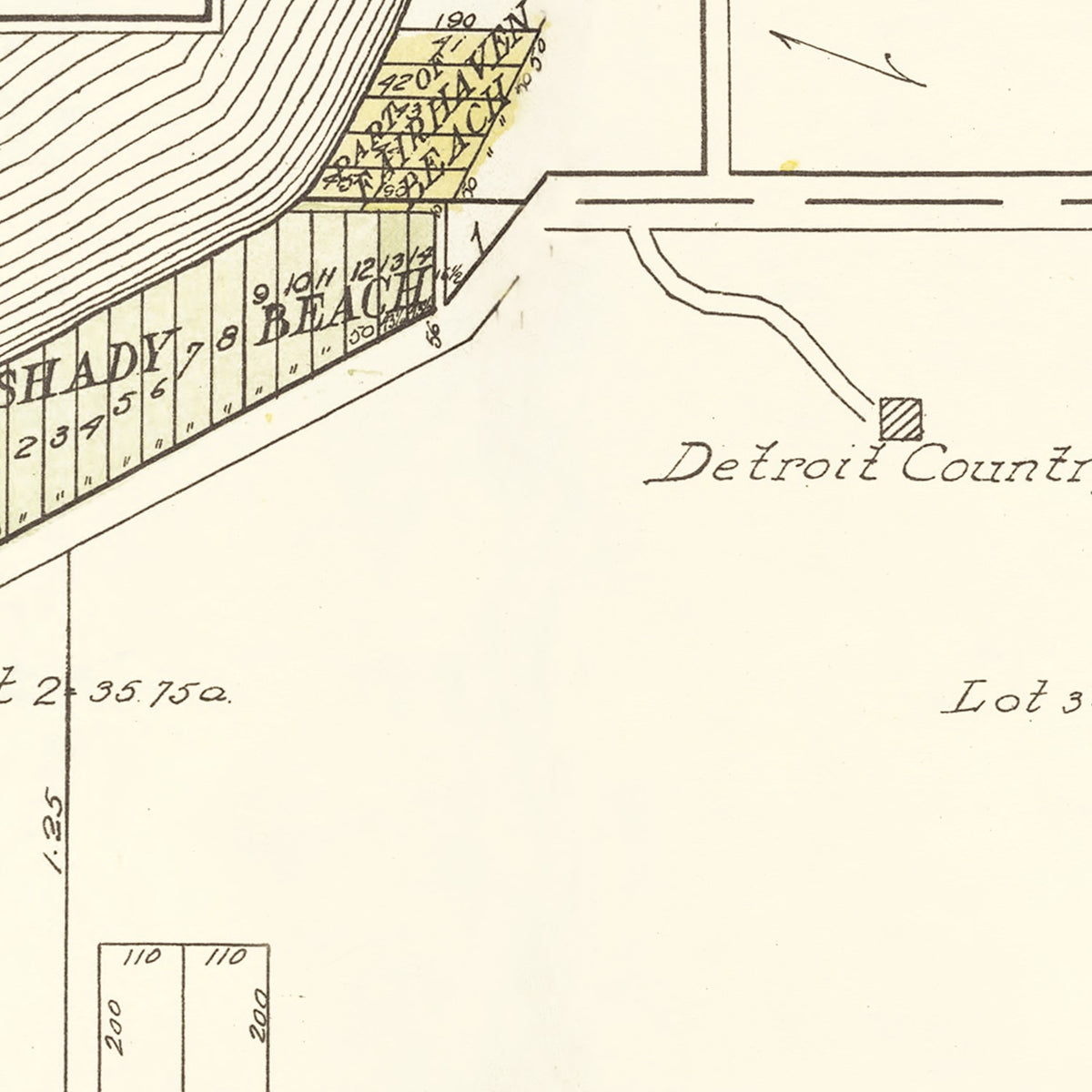 Restored historic details from the 1929 city map of Shoreham, Minnesota