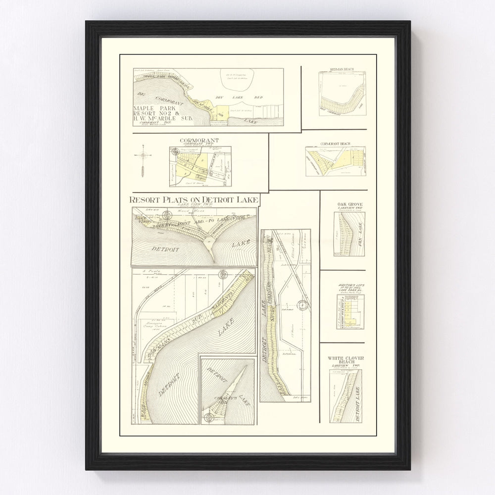 Detroit Lake Resorts Vintage Map 1929