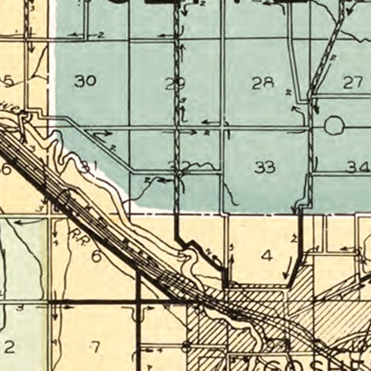 Restored historic details from the 1929 county map of Elkhart County, Indiana