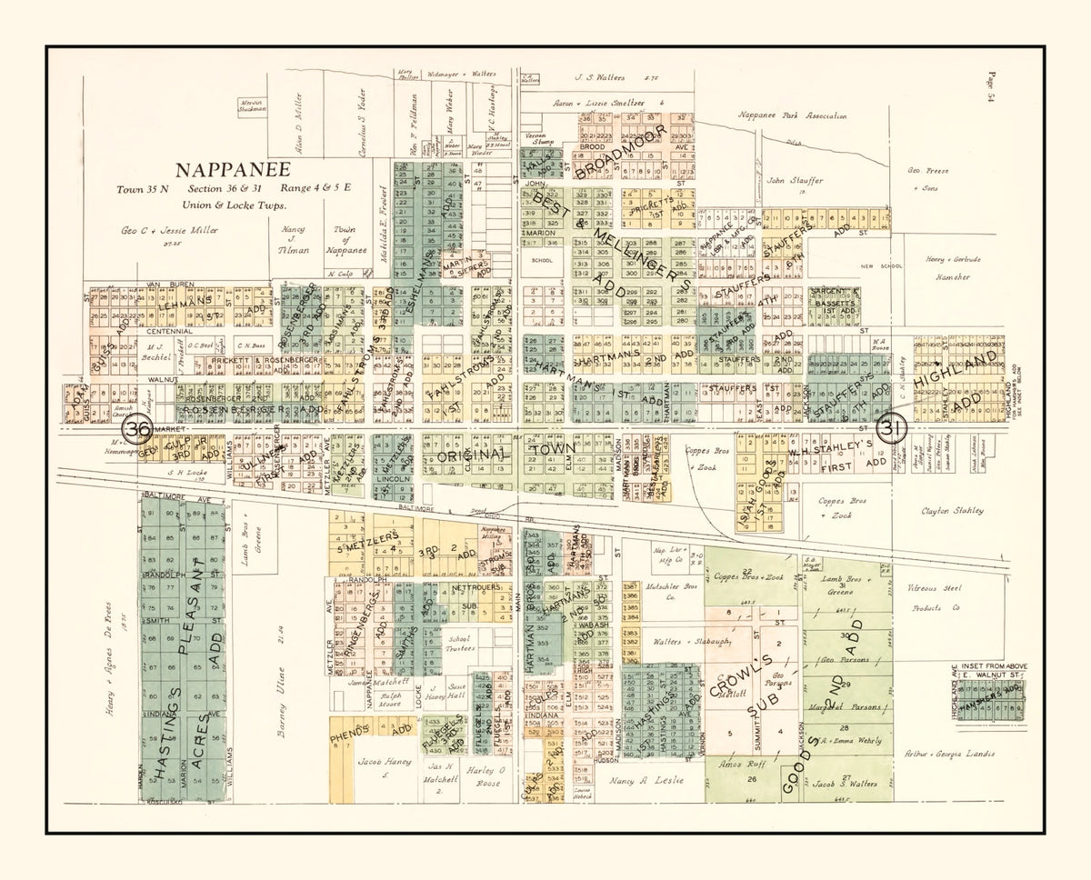 Preview of Vintage Map of Nappanee, Indiana 1929