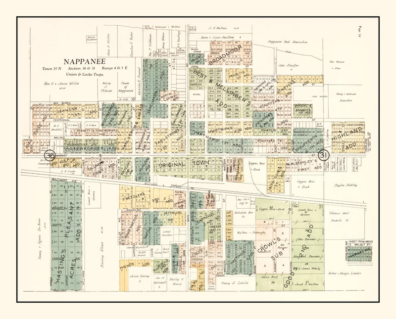 Size comparison using Vintage Map of Nappanee, Indiana 1929