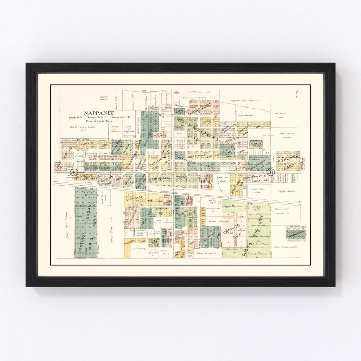 Nappanee Vintage Map 1929