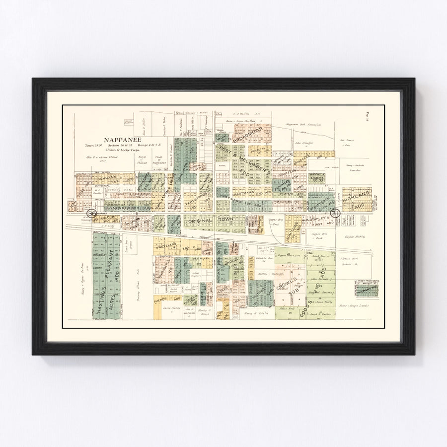 Nappanee Vintage Map 1929