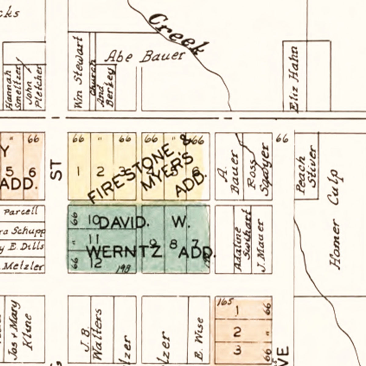 Restored historic details from the 1929 city map of Wakarusa, Indiana