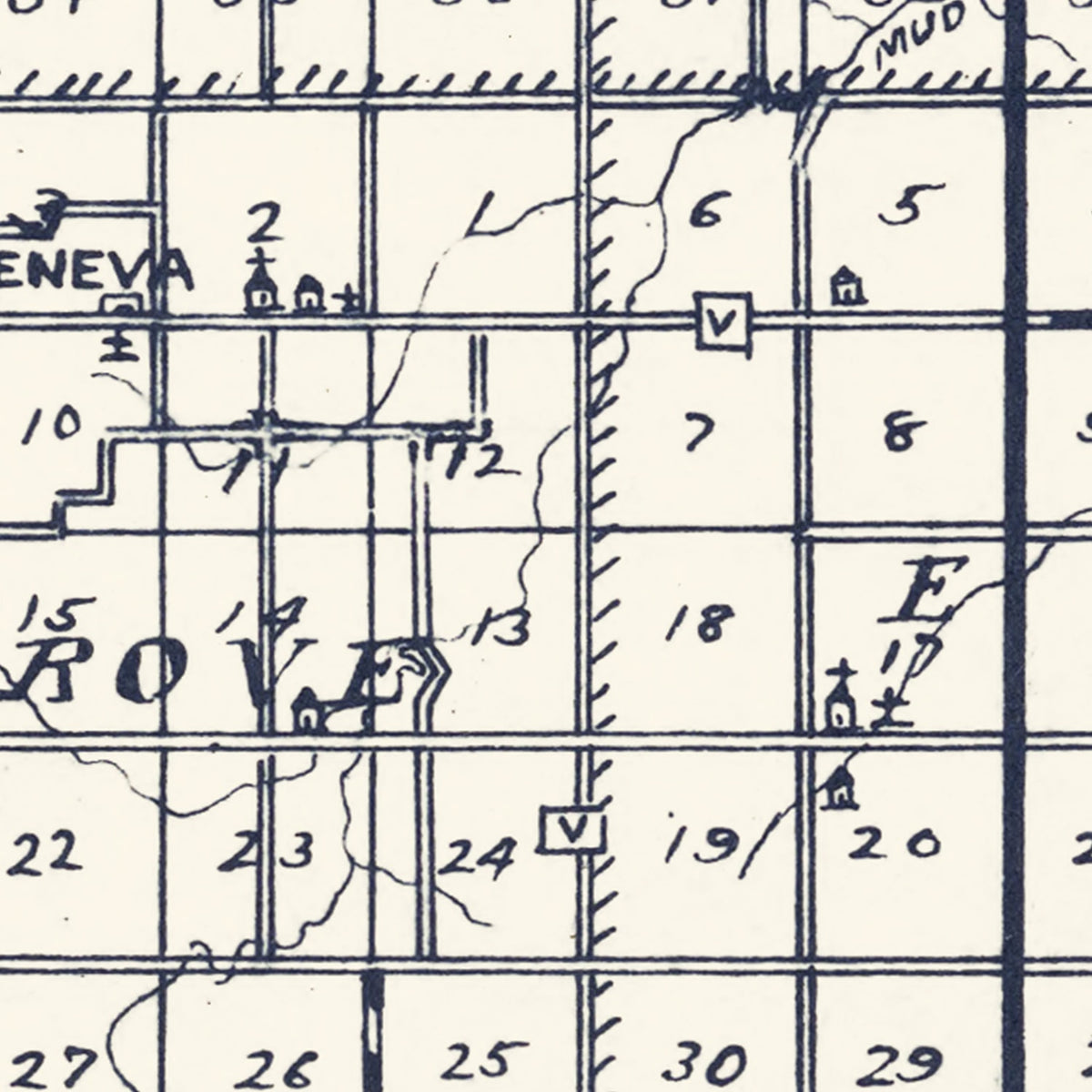 Restored historic details from the 1930 county map of Benton County, Iowa