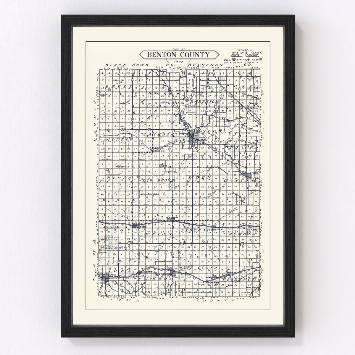 Benton County Vintage Map 1930