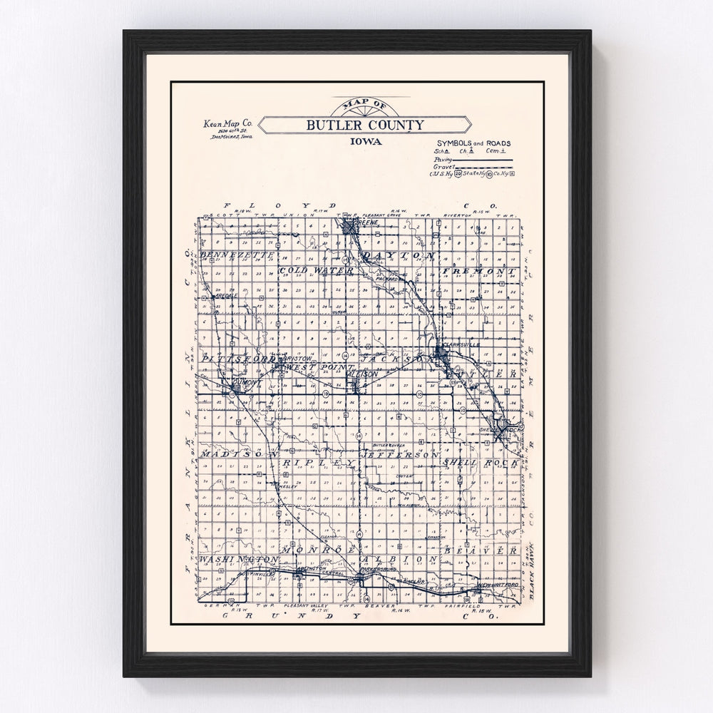 Butler County Vintage Map 1930