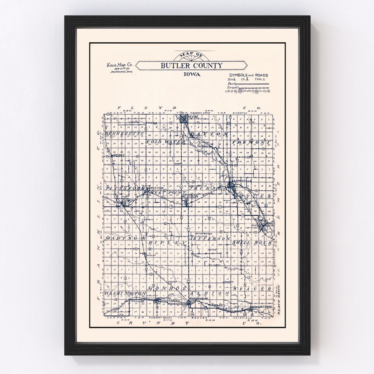 Butler County Vintage Map 1930