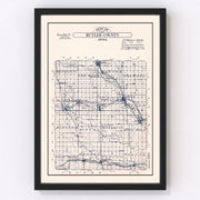 Butler County Vintage Map 1930