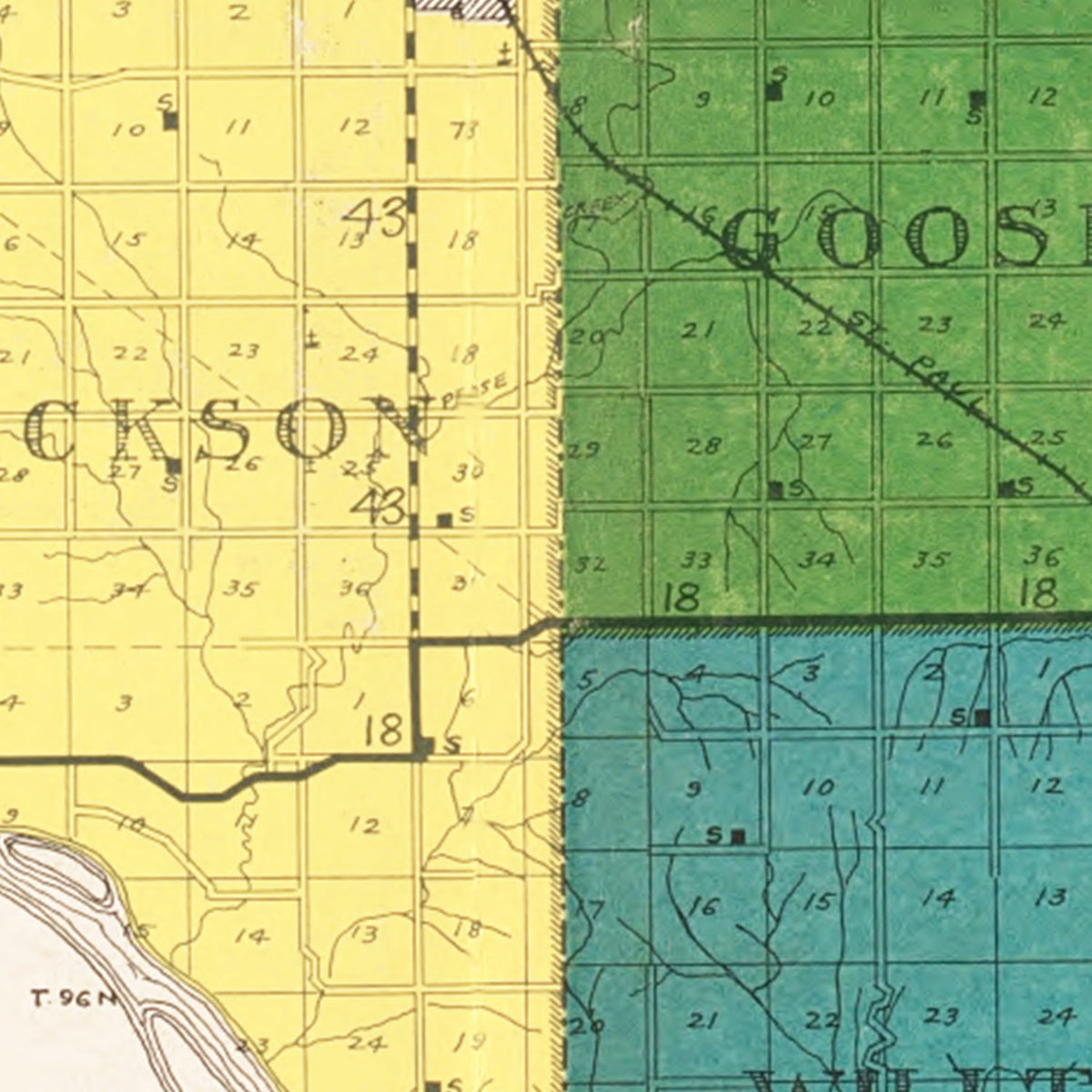 Restored historic details from the 1931 county map of Charles Mix County, South Dakota