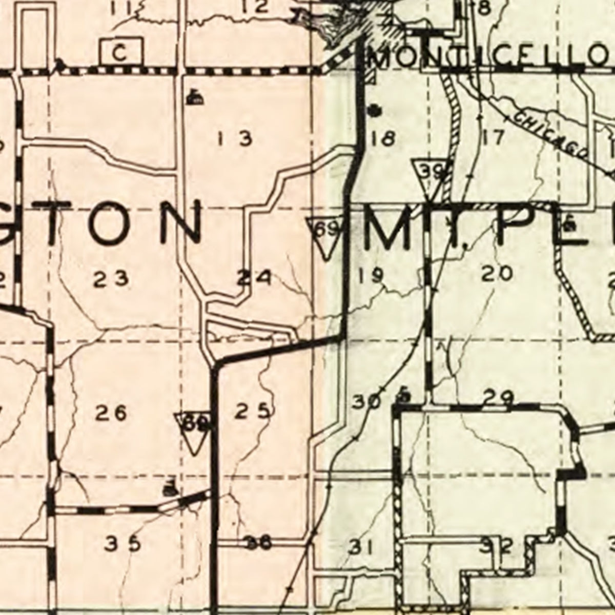 Restored historic details from the 1931 county map of Green County, Wisconsin