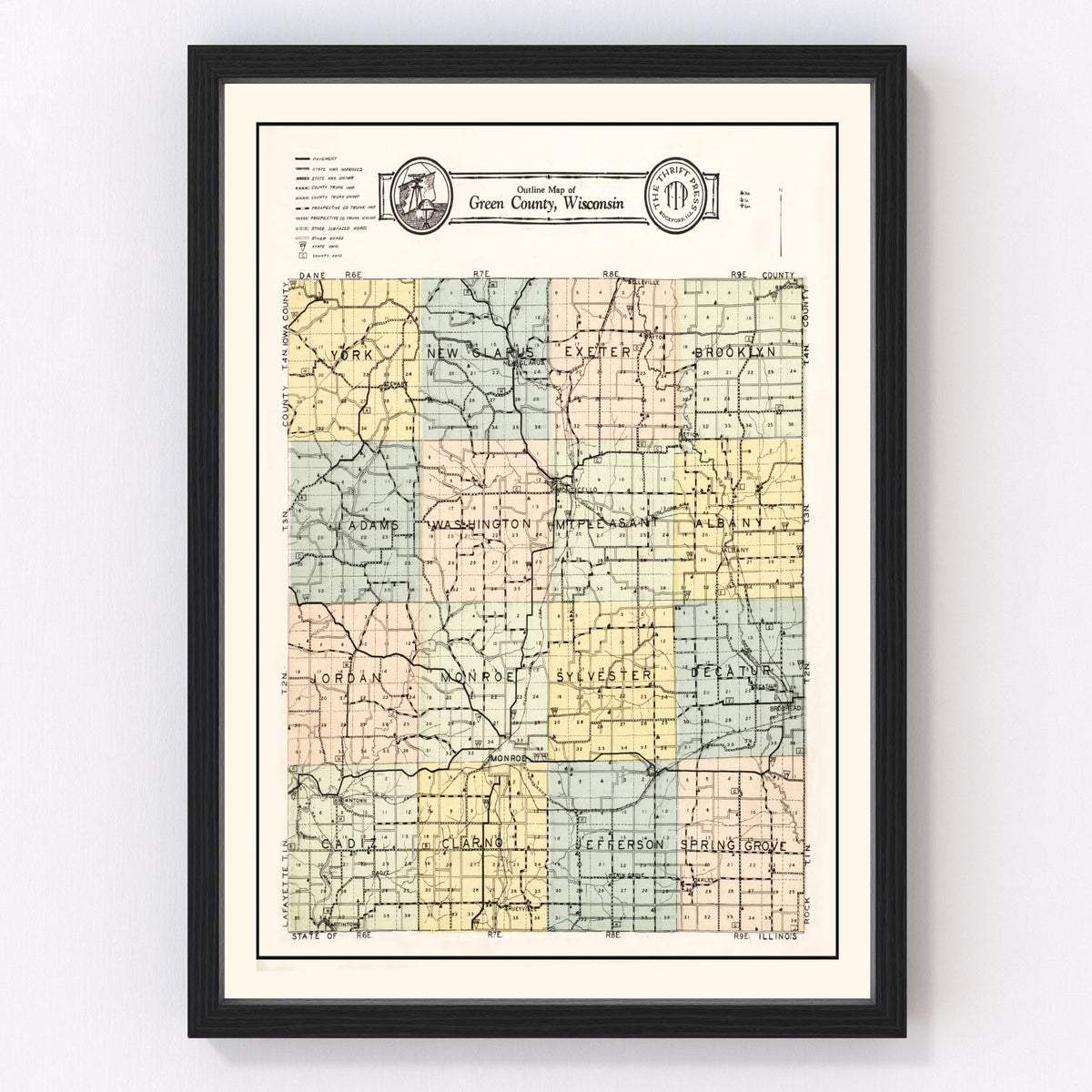 Green County Vintage Map 1931