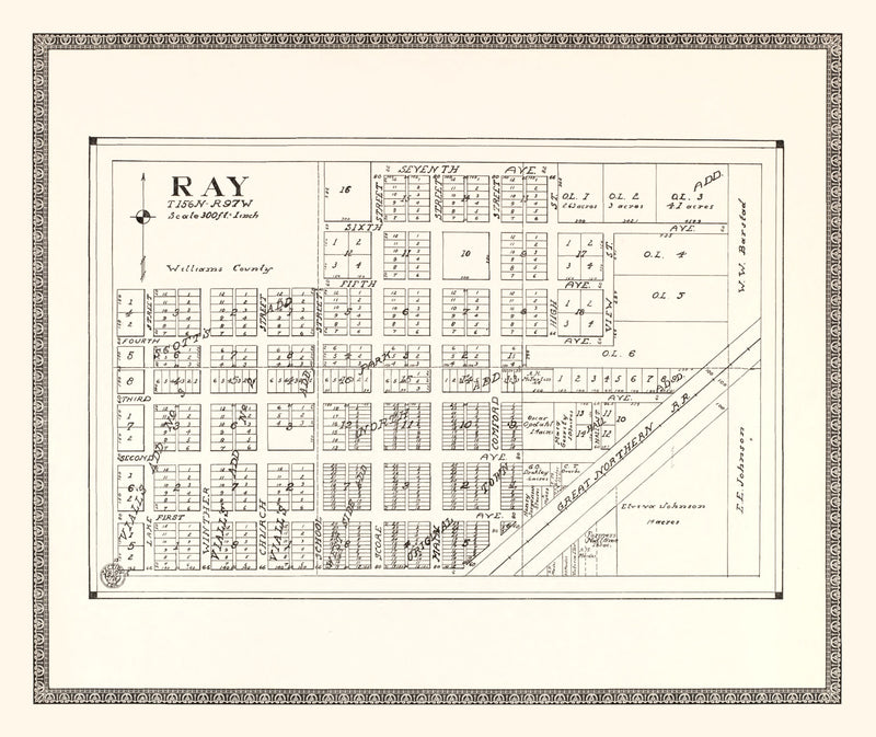 Size comparison using Vintage Map of Ray, North Dakota 1937