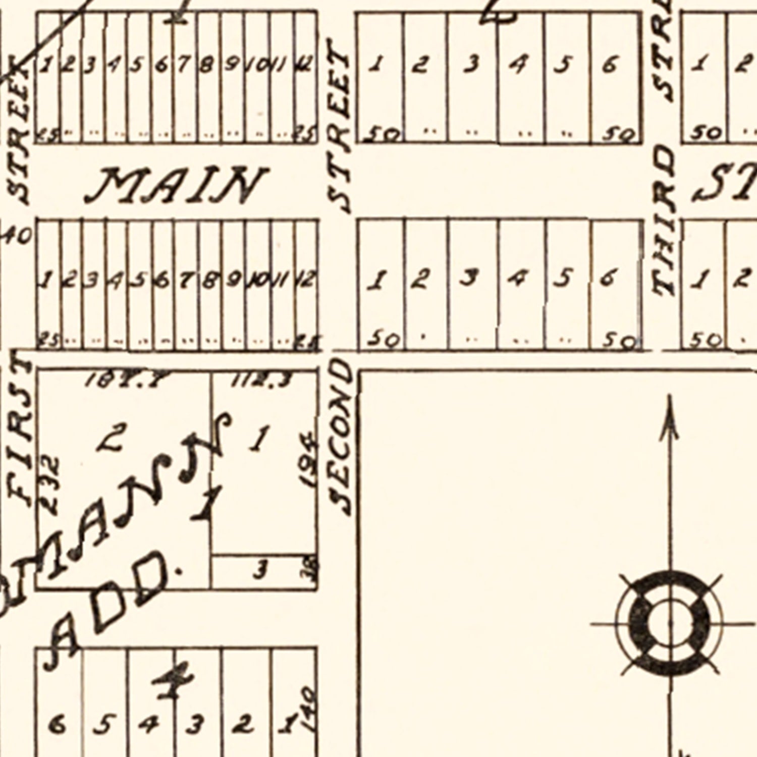 Restored historic details from the 1937 city map of Spring Brook, North Dakota