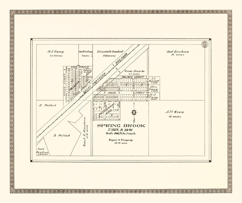 Size comparison using Vintage Map of Spring Brook, North Dakota 1937