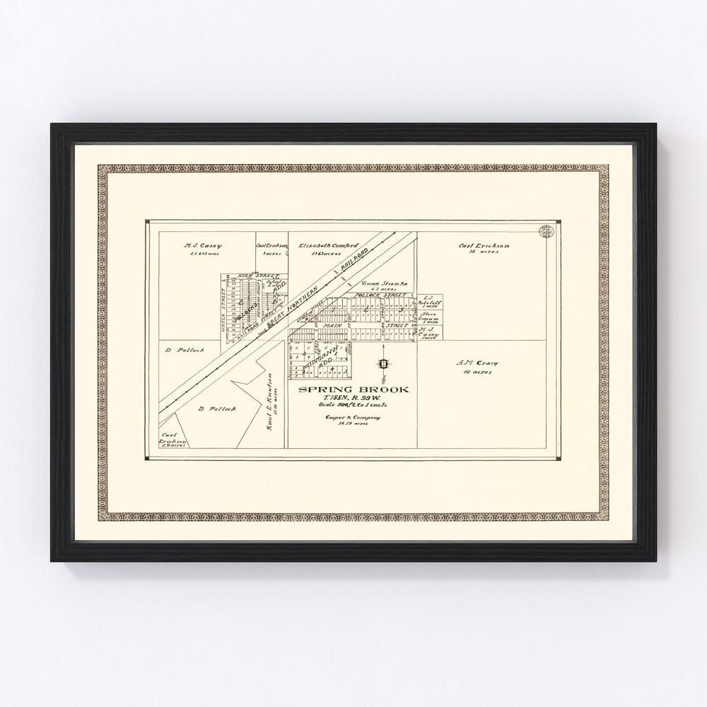 Spring Brook Vintage Map 1937