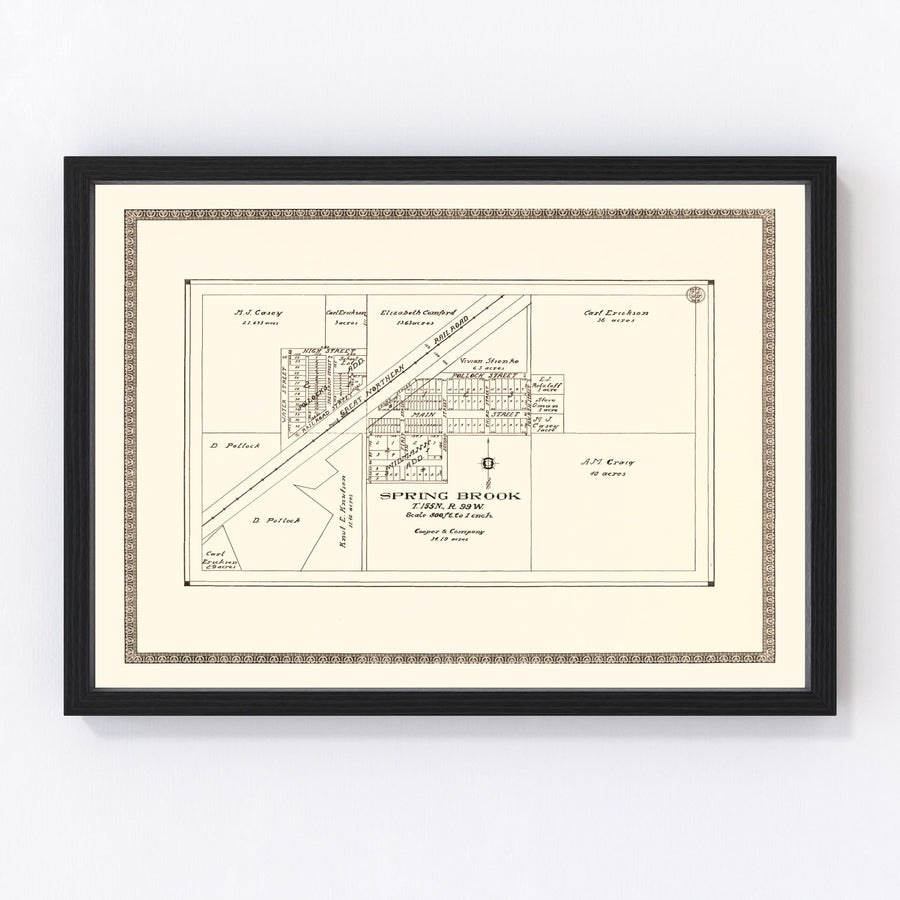 Vintage Map of Spring Brook, North Dakota 1937