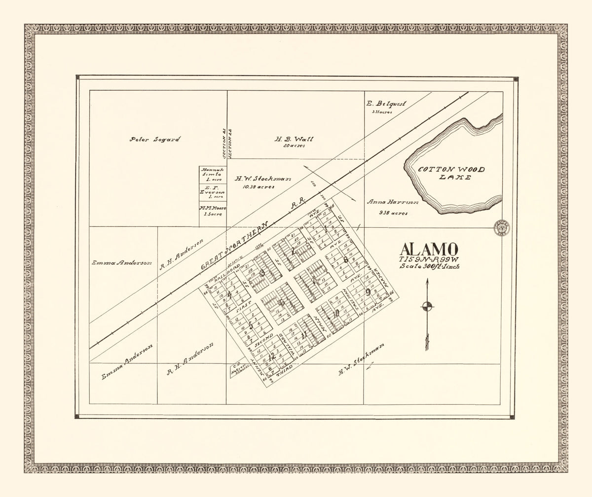 Preview of Vintage Map of Alamo, North Dakota 1937