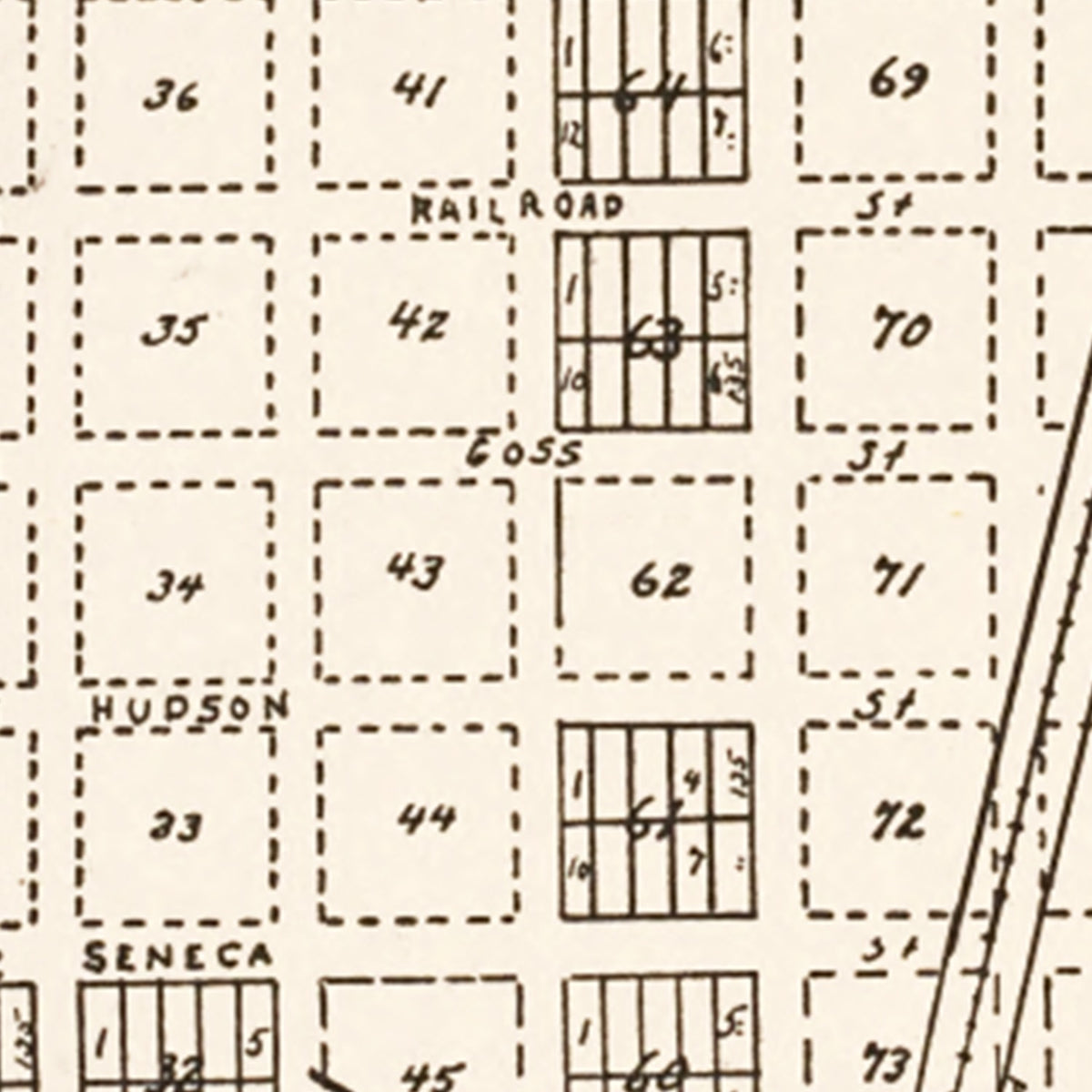 Restored historic details from the 1938 city map of Lakeland, Minnesota