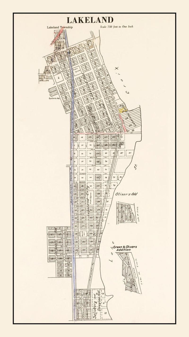 Size comparison using Vintage Map of Lakeland, Minnesota 1938