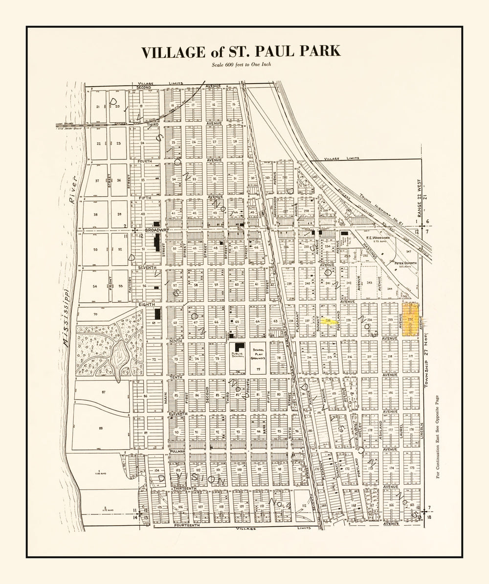 Vintage Map of Saint Paul Park, Minnesota 1938 print style example