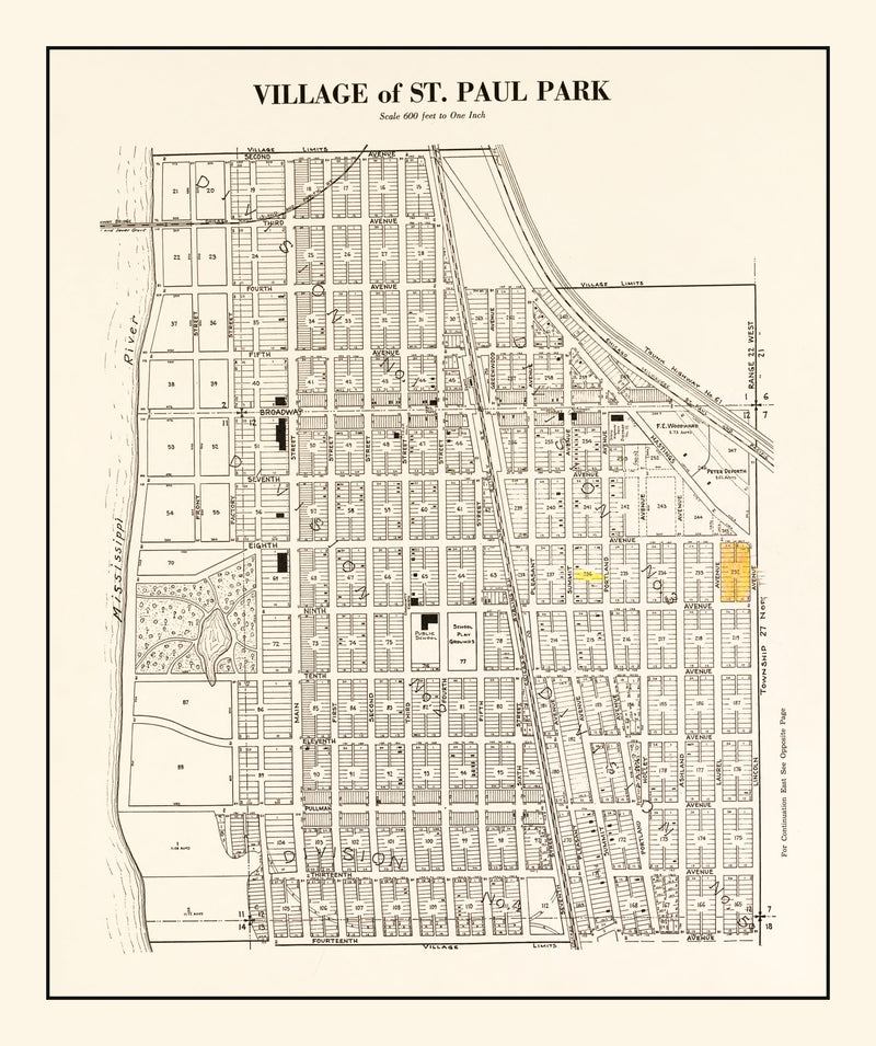 Size comparison using Vintage Map of Saint Paul Park, Minnesota 1938