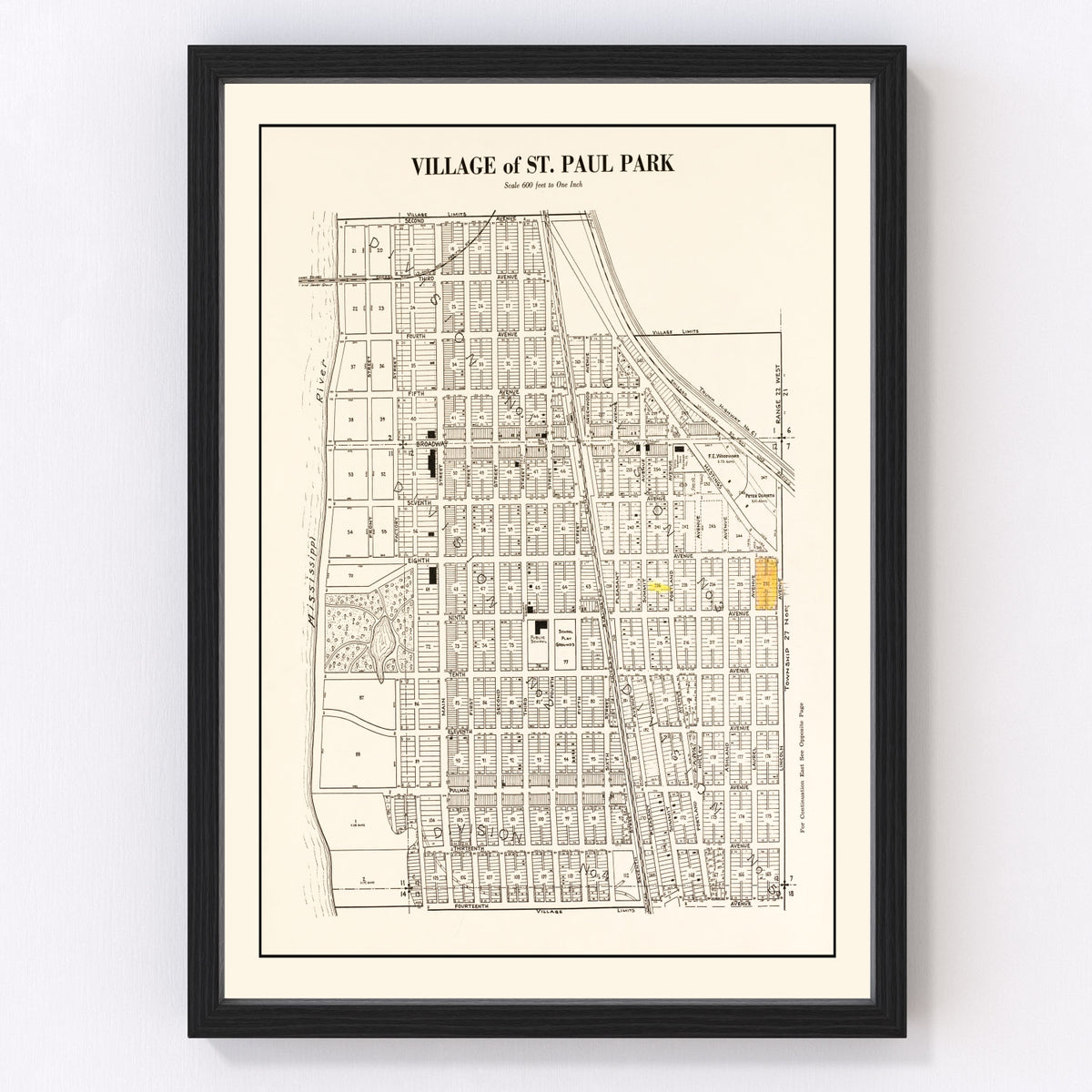 Saint Paul Park Vintage Map 1938
