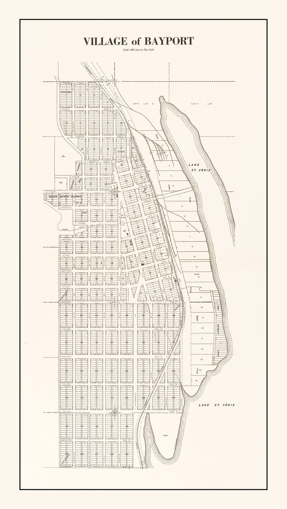 Vintage Map of Bayport, Minnesota 1938 print style example
