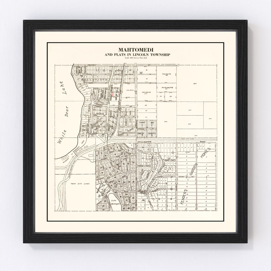 Mahtomedi Vintage Map 1938