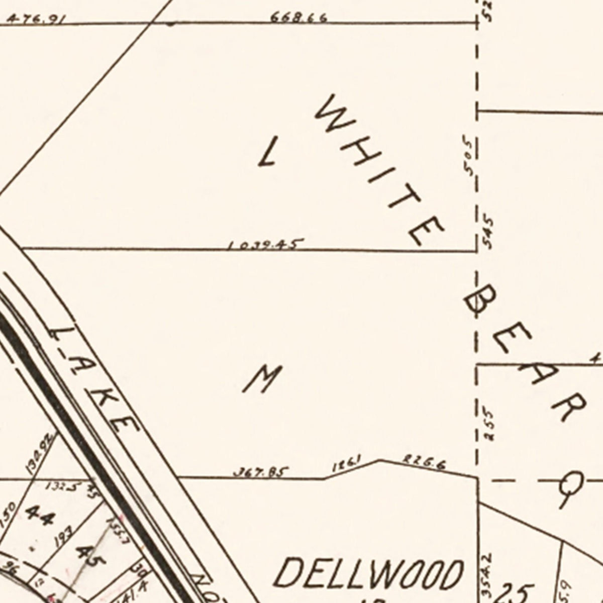 Restored historic details from the 1938 city map of Dellwood, Minnesota