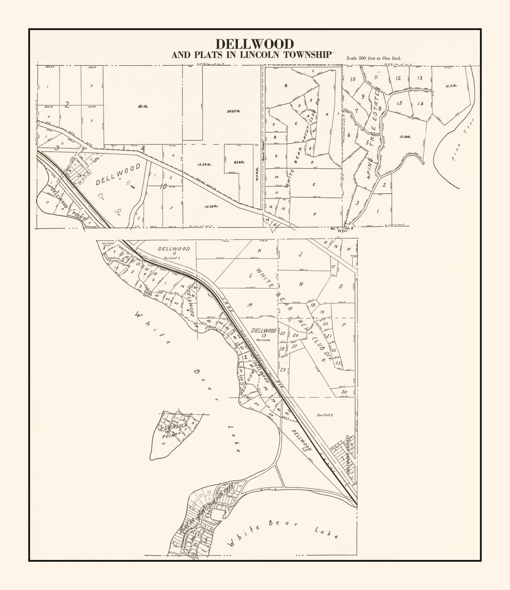 Vintage Map of Dellwood, Minnesota 1938 print style example