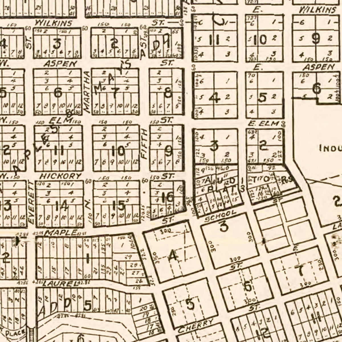 Restored historic details from the 1938 city map of Stillwater, Minnesota