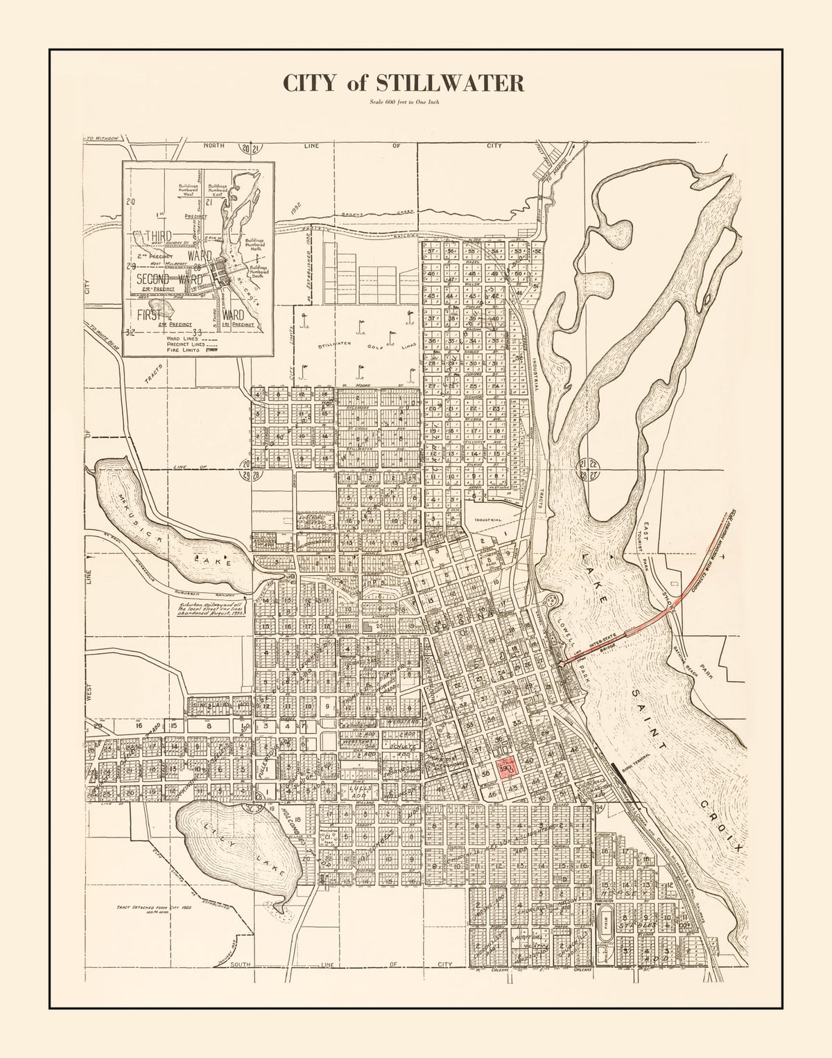 Preview of Vintage Map of Stillwater, Minnesota 1938