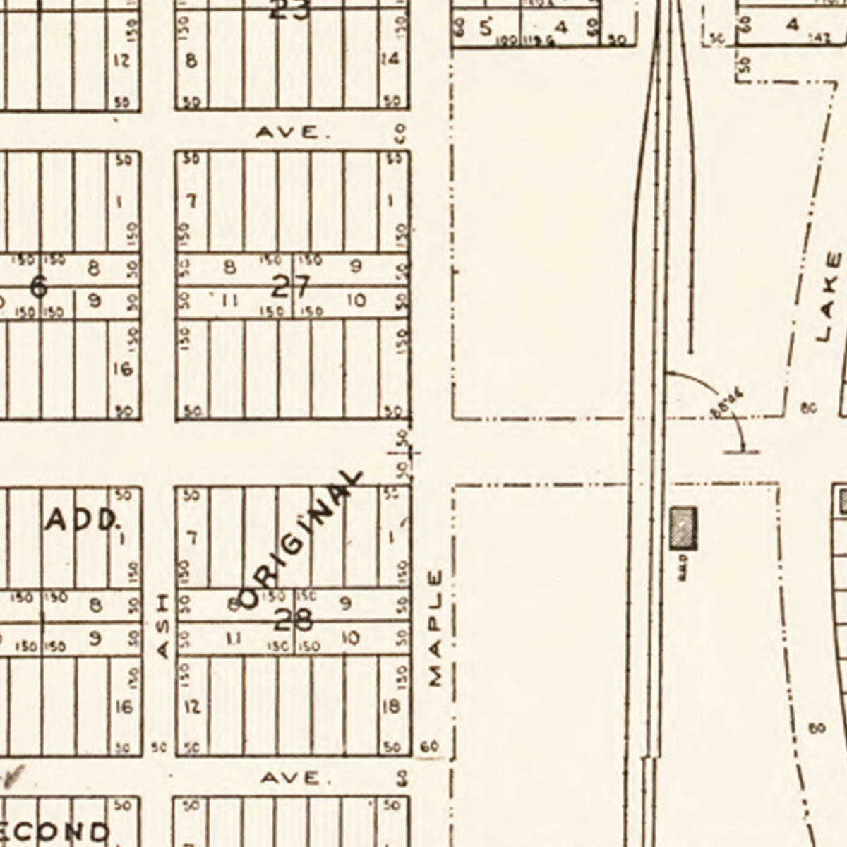 Restored historic details from the 1938 city map of Forest Lake, Minnesota