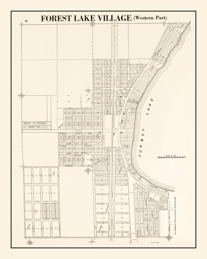Size comparison using Vintage Map of Forest Lake, Minnesota 1938