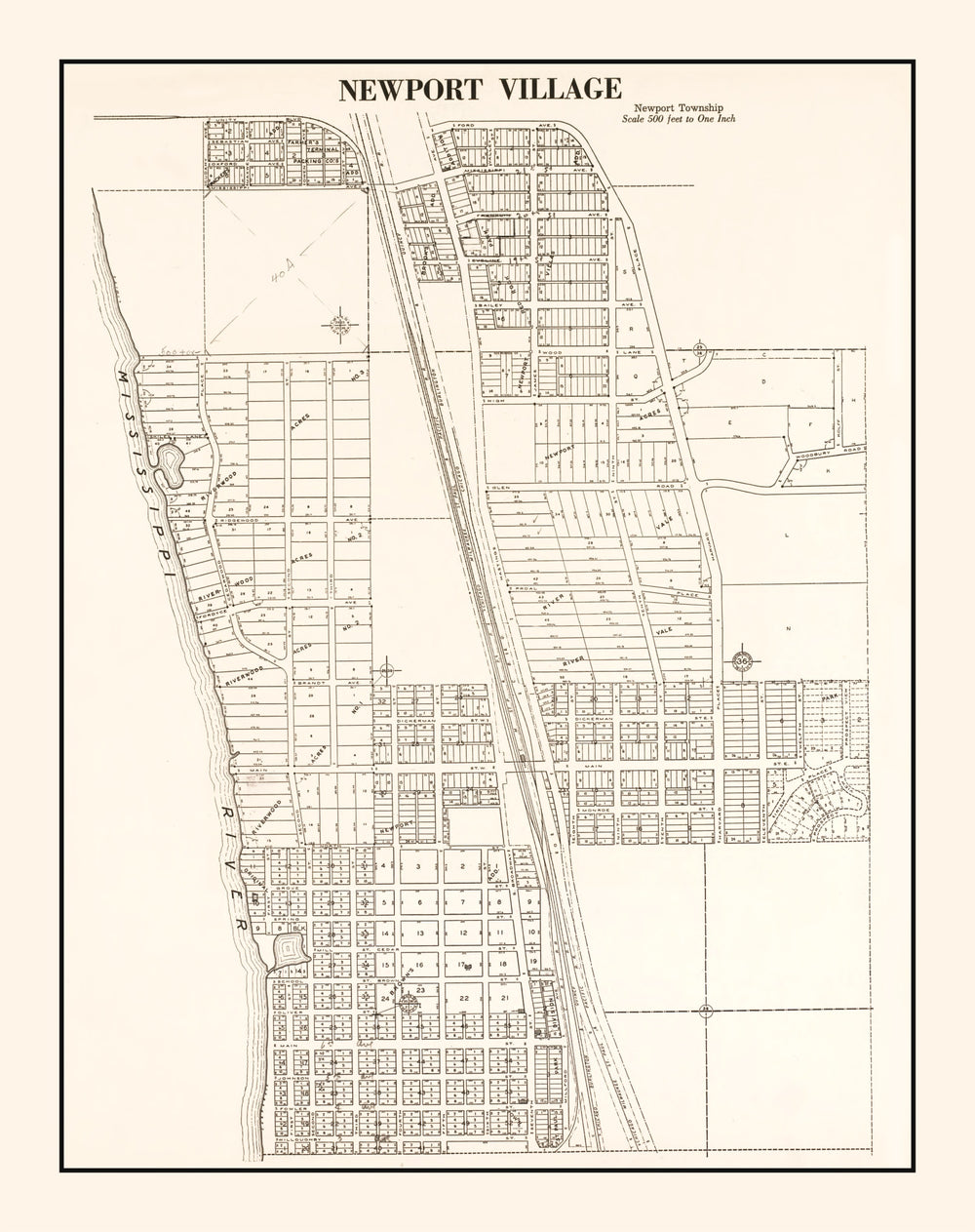 Vintage Map of Newport, Minnesota 1938 print style example