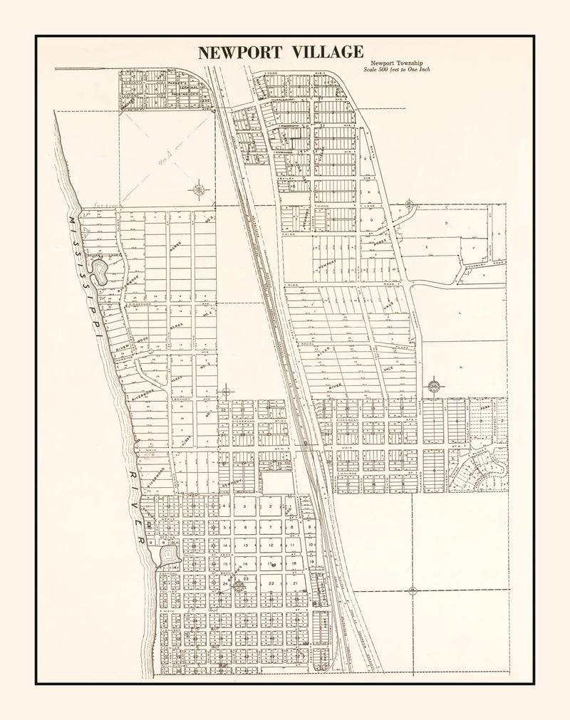 Size comparison using Vintage Map of Newport, Minnesota 1938