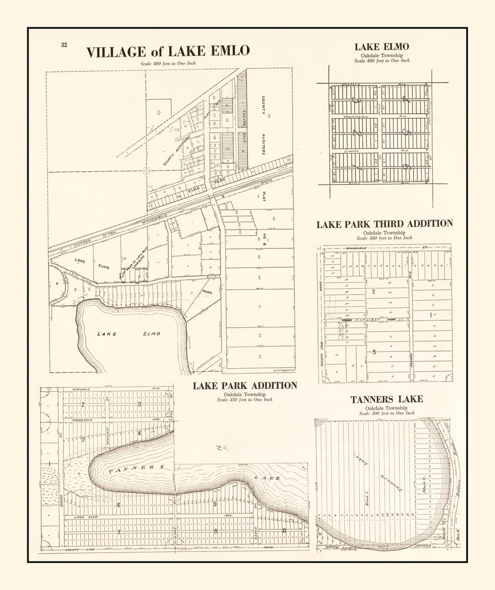 Vintage Map of Lake Emlo, Minnesota 1938 print style example