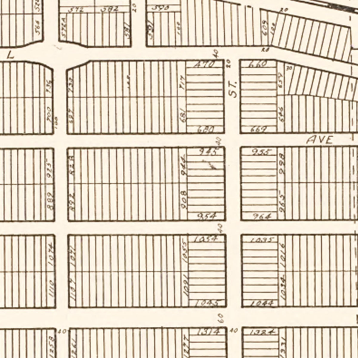 Restored historic details from the 1938 city map of Lake St Croix, Minnesota