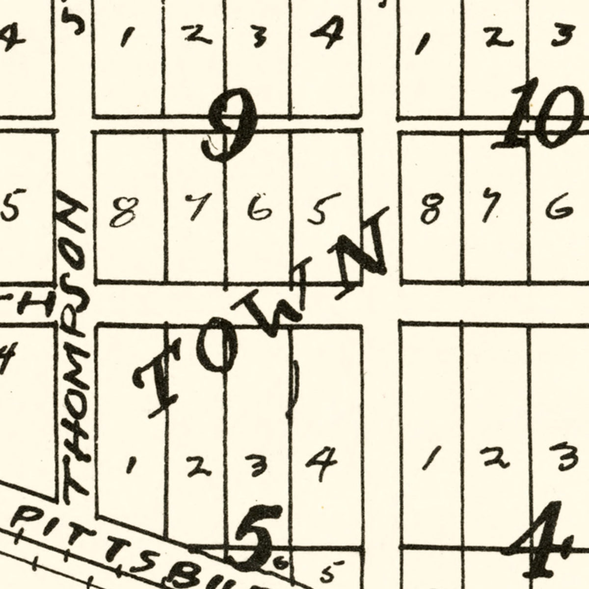 Restored historic details from the 1939 city map of Larwill, Indiana