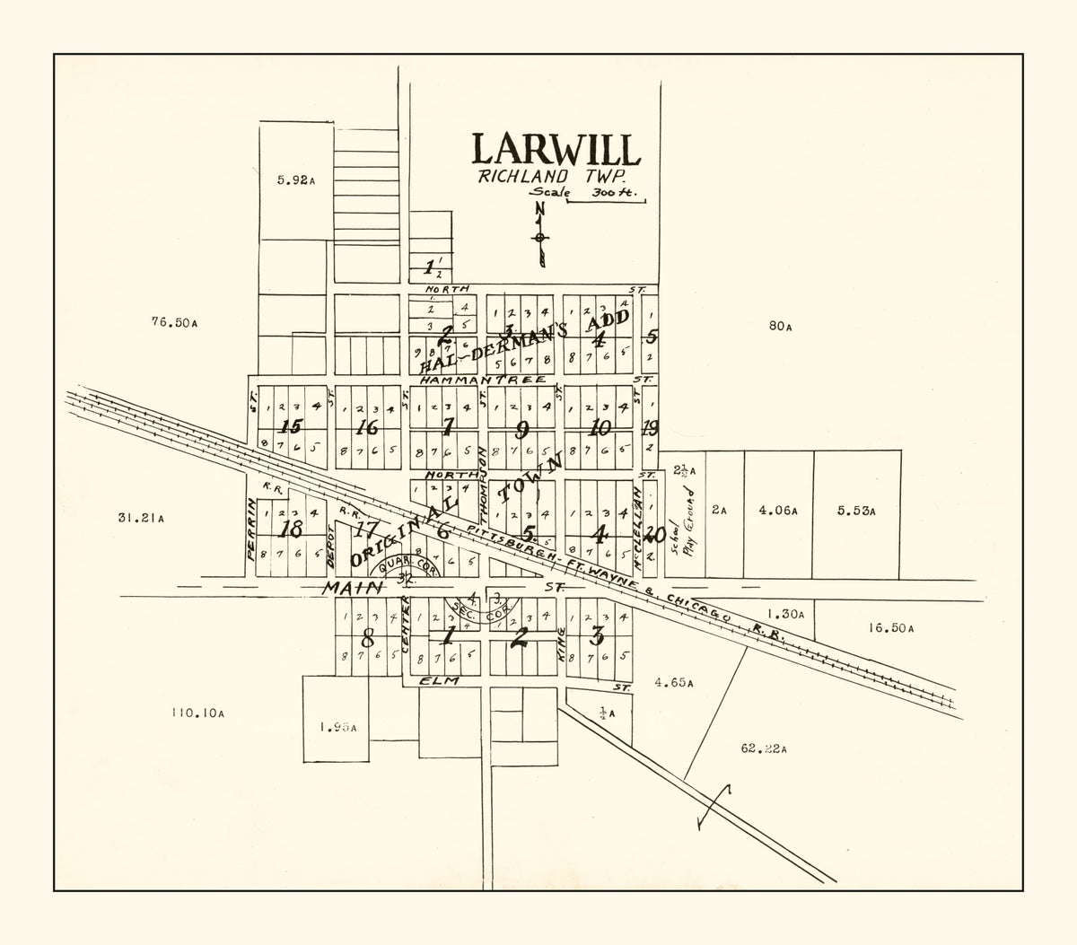 Preview of Vintage Map of Larwill, Indiana 1939