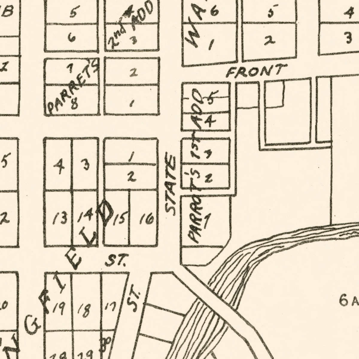 Restored historic details from the 1939 city map of South Whitley, Indiana