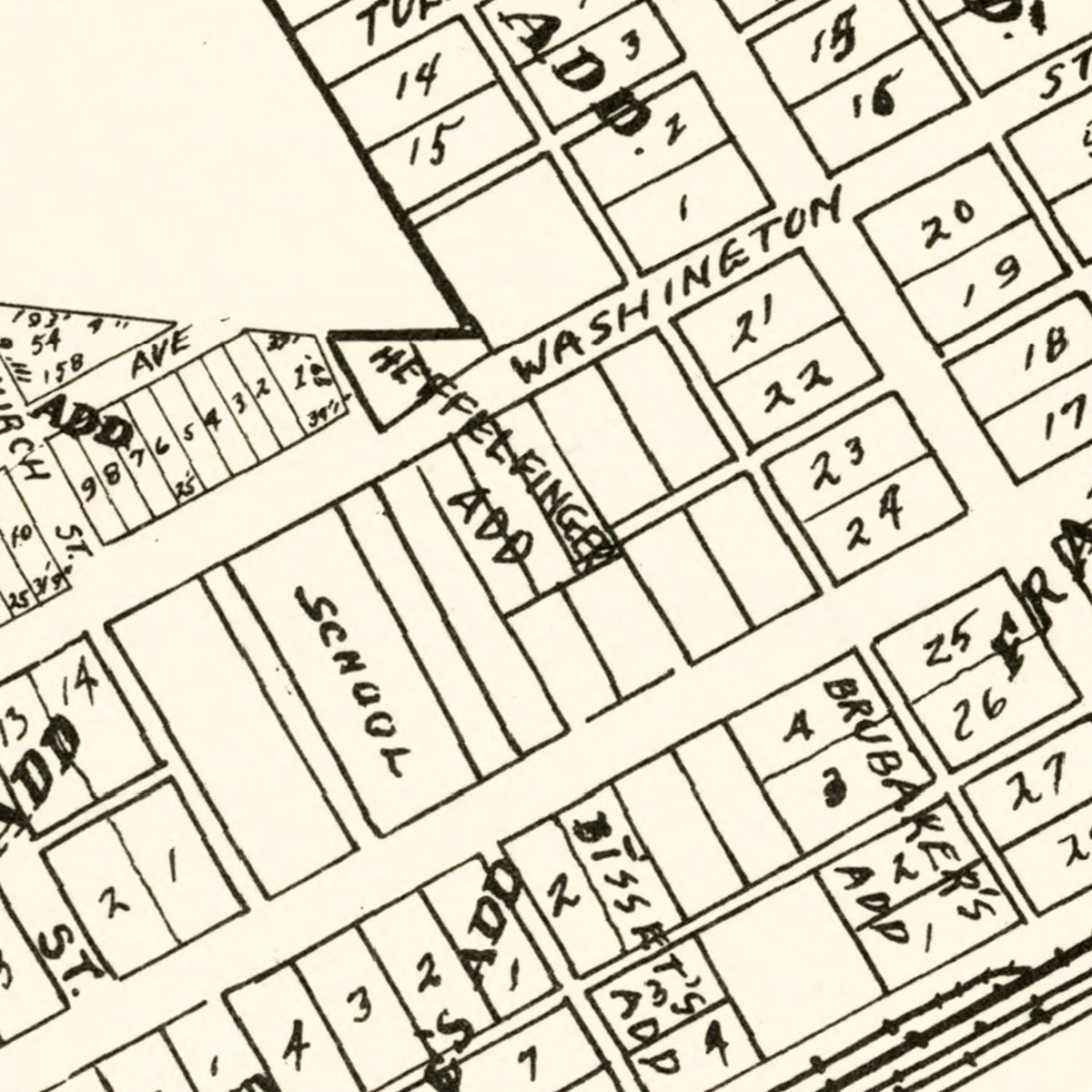 Restored historic details from the 1939 city map of Churubusco, Indiana