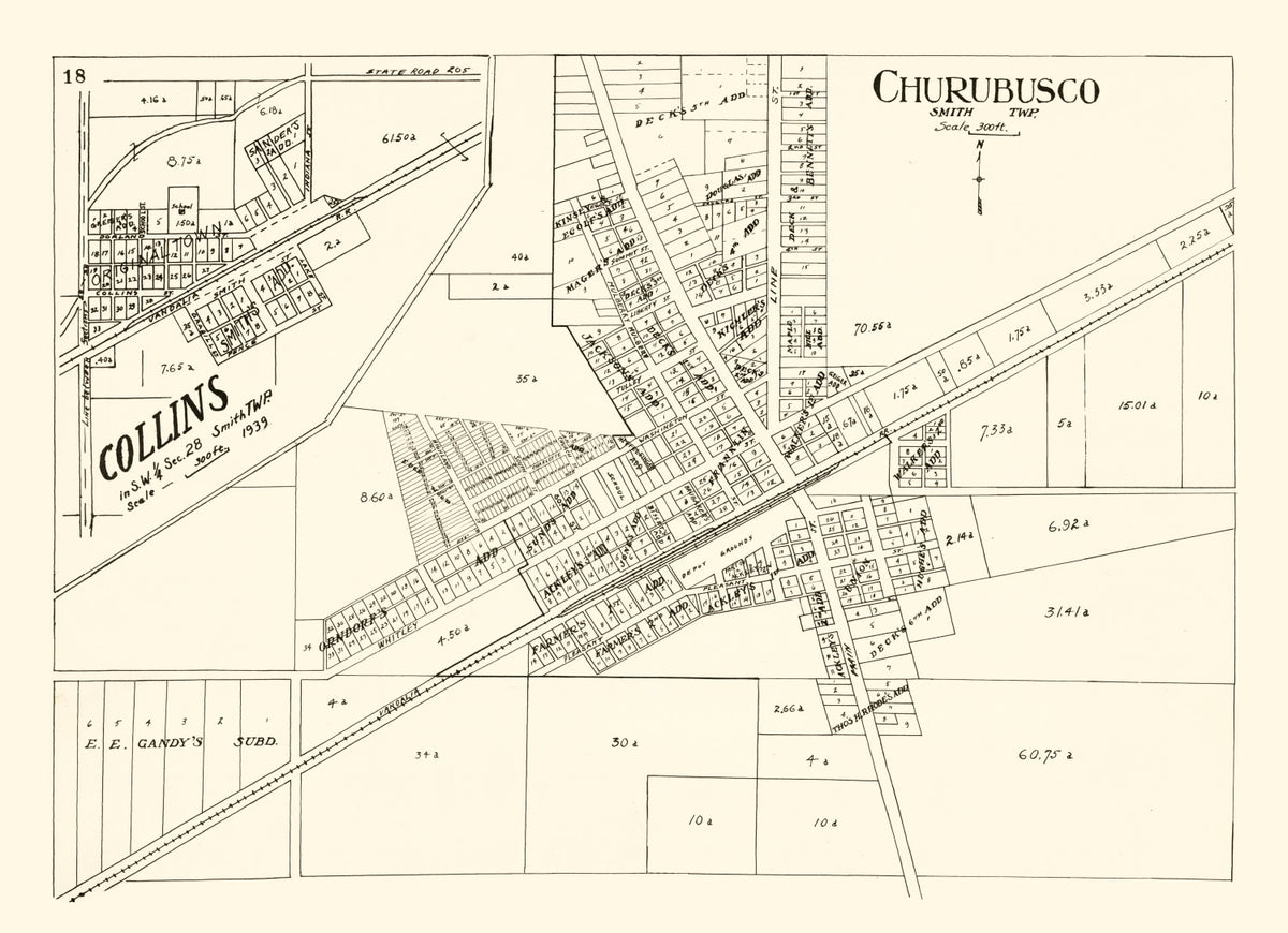 Preview of Vintage Map of Churubusco, Indiana 1939