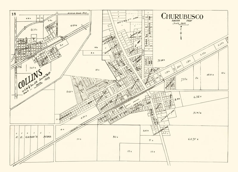 Size comparison using Vintage Map of Churubusco, Indiana 1939