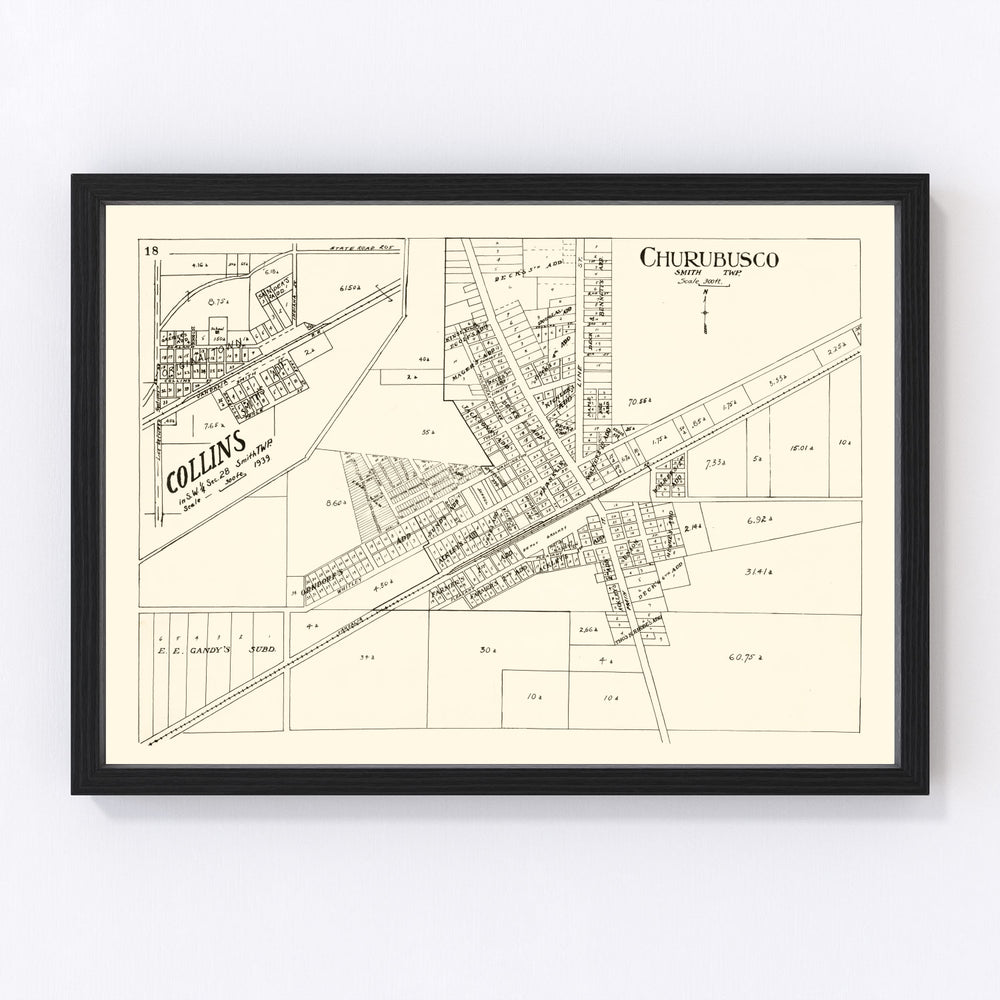 Churubusco Vintage Map 1939