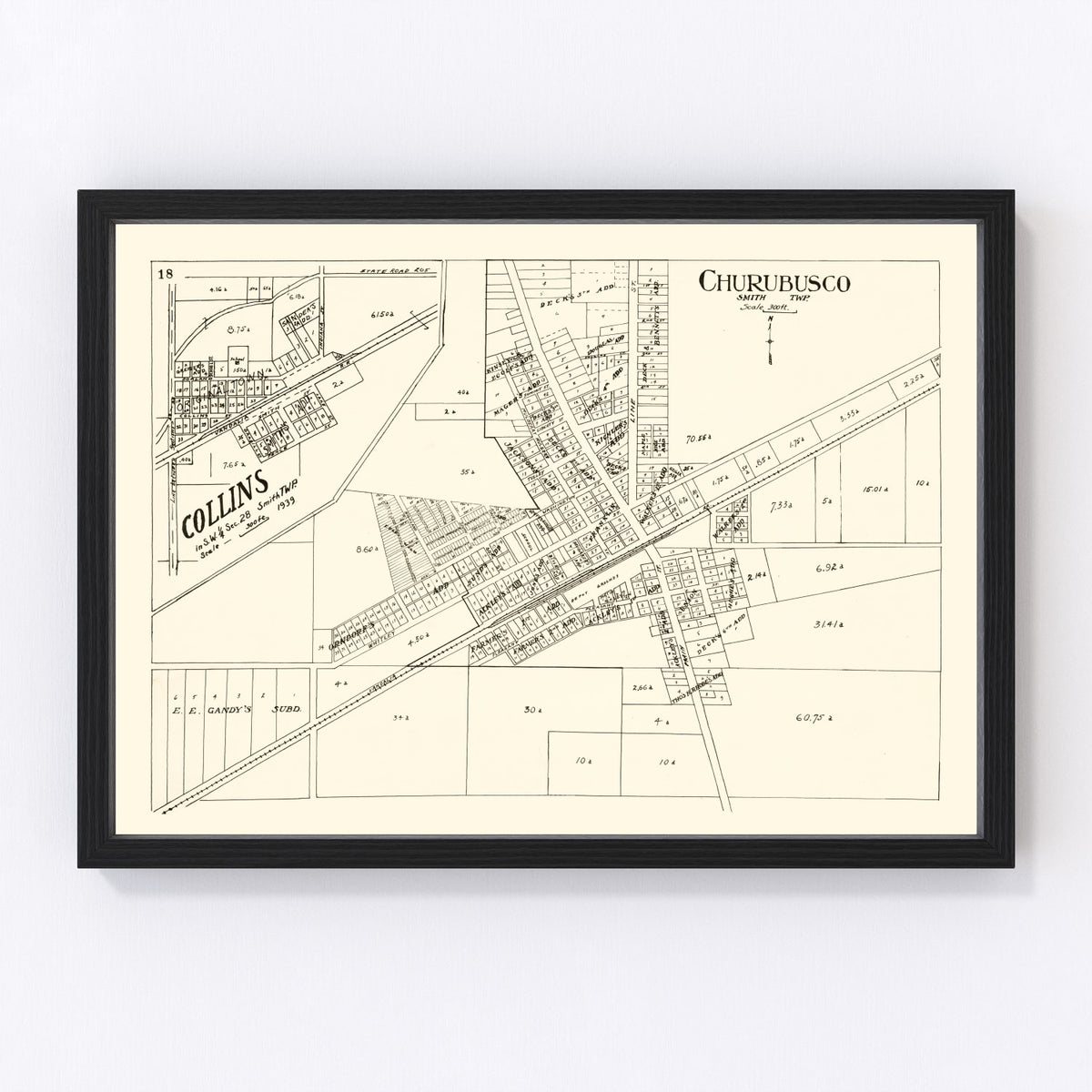 Churubusco Vintage Map 1939