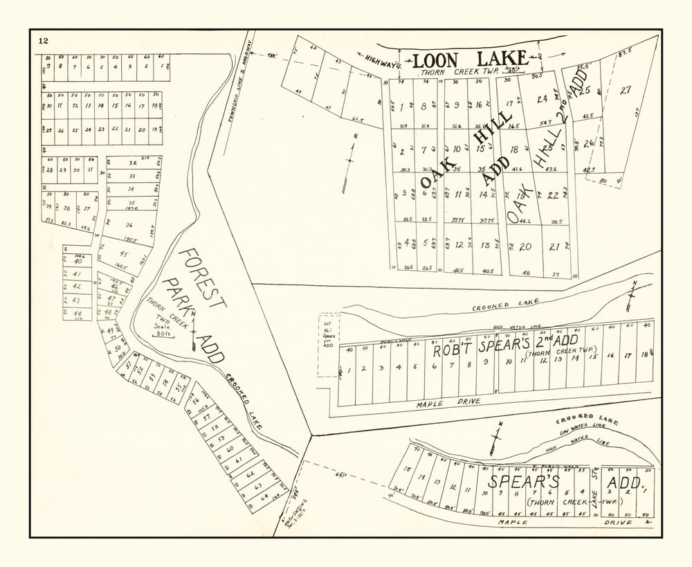 Vintage Map of Loon Lake, Indiana 1939 print style example