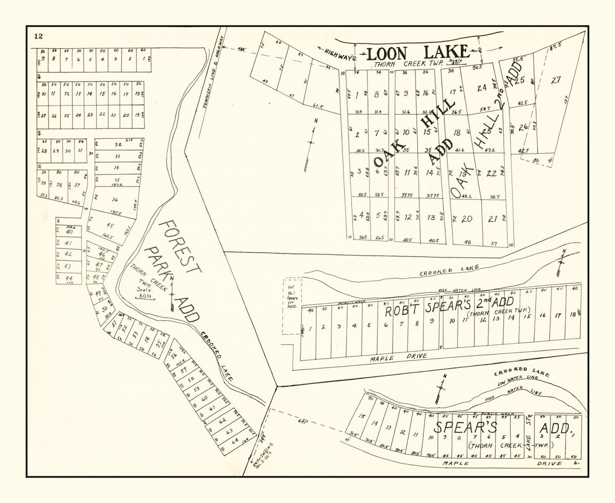 Preview of Vintage Map of Loon Lake, Indiana 1939